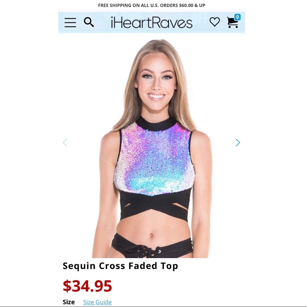 iheartraves sequin cross faded top